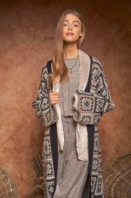 Allover Print Oversized Cozy Cardigan