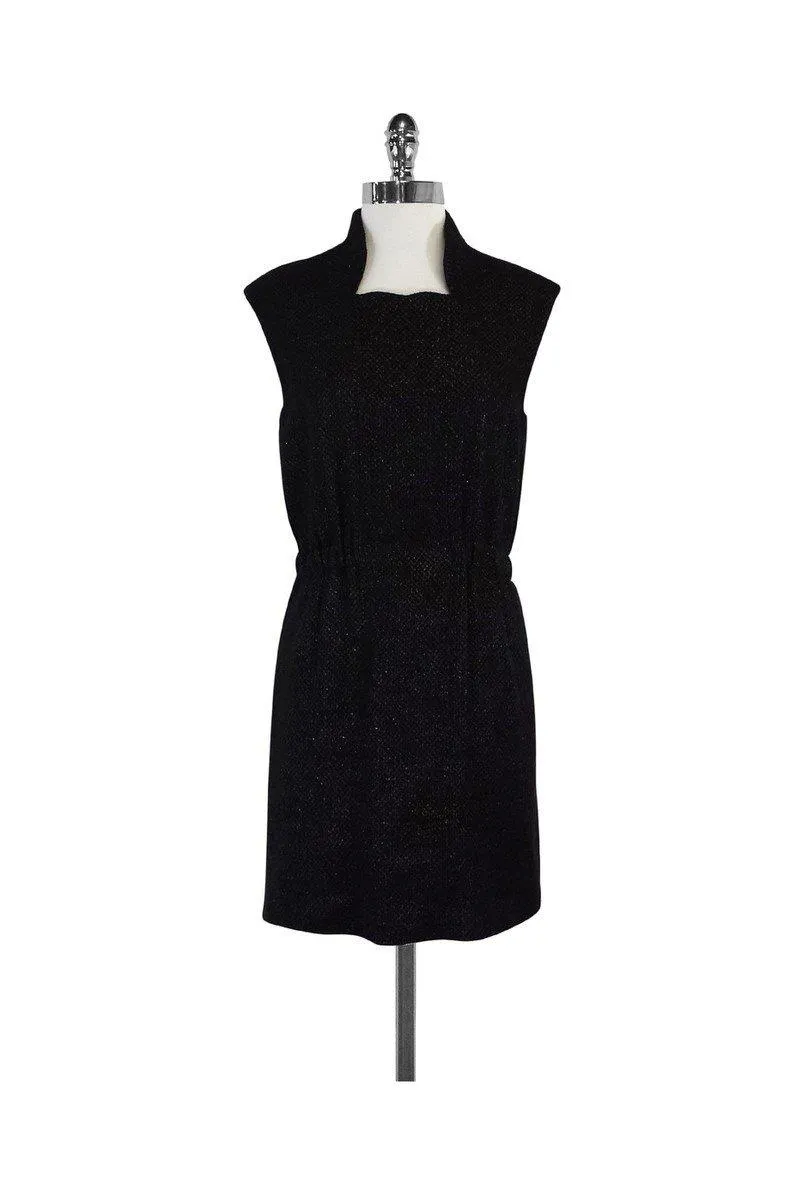 A.P.C. - Black Metallic Wool Sleeveless Dress Sz 2