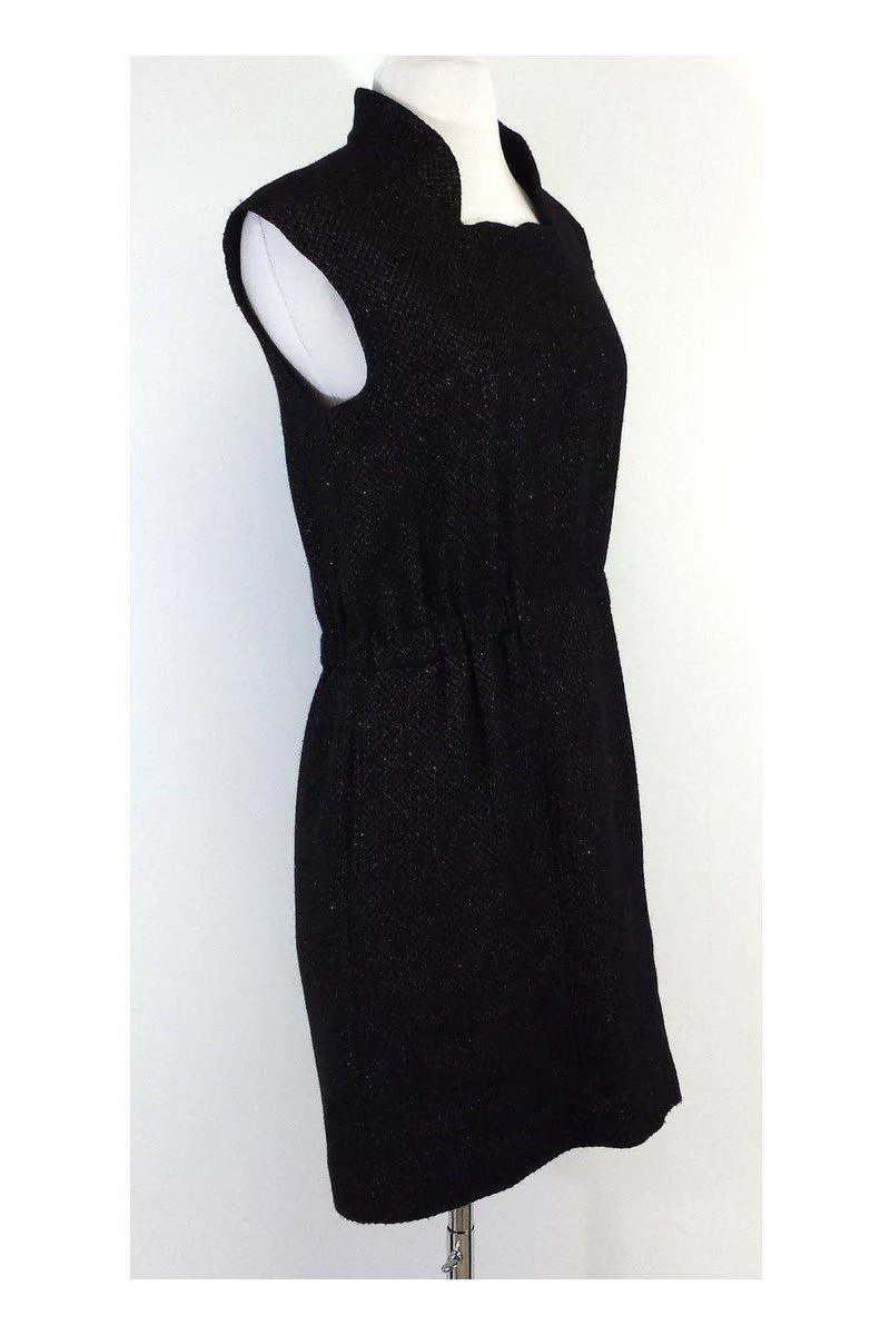 A.P.C. - Black Metallic Wool Sleeveless Dress Sz 2