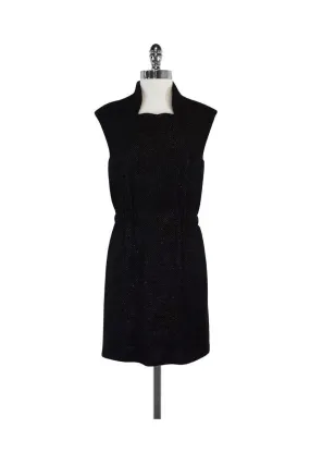 A.P.C. - Black Metallic Wool Sleeveless Dress Sz 2