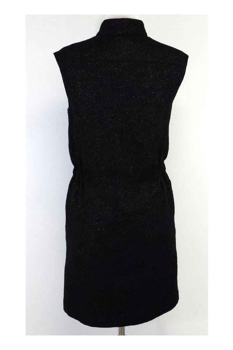 A.P.C. - Black Metallic Wool Sleeveless Dress Sz 2