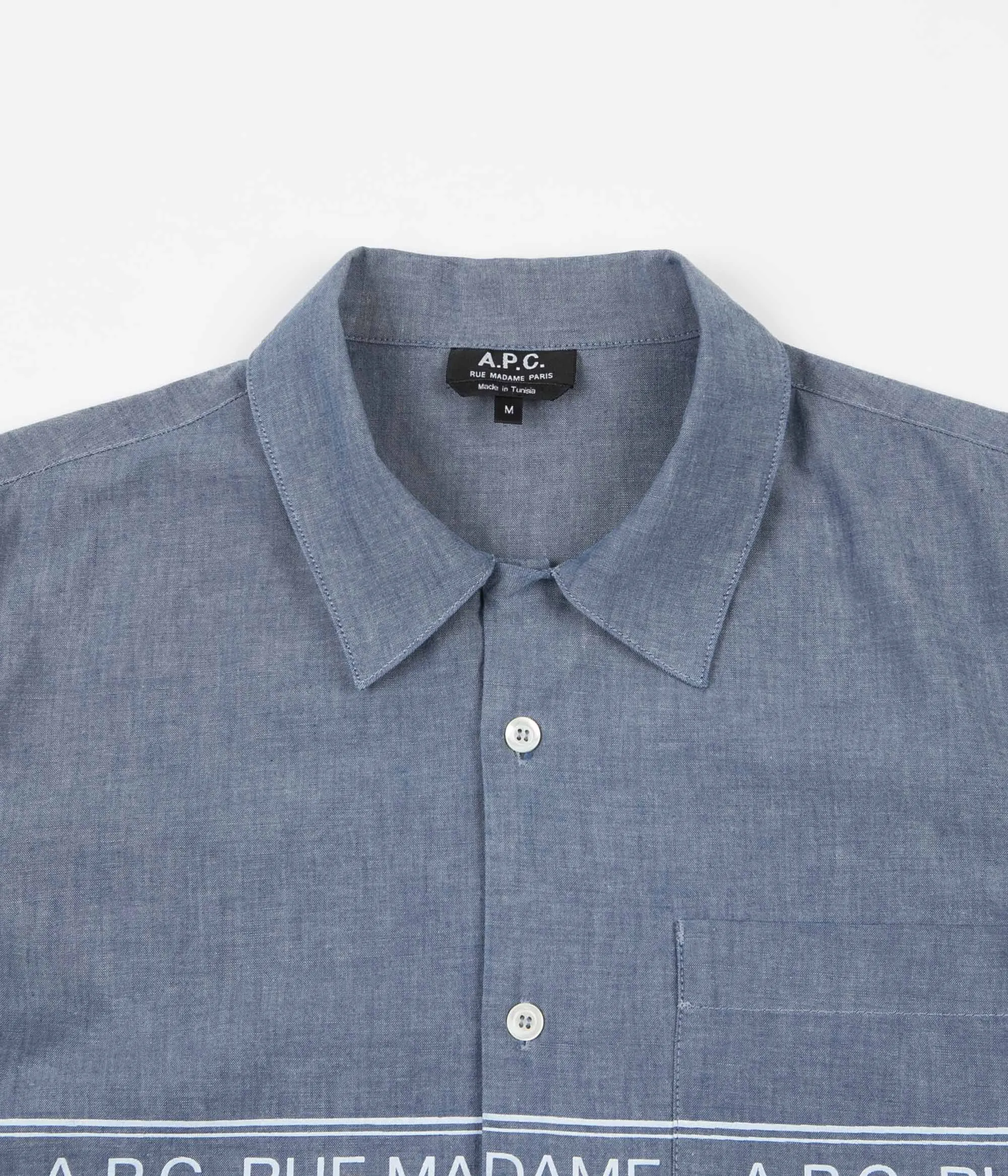 A.P.C. Logo Short Sleeve Shirt - Indigo