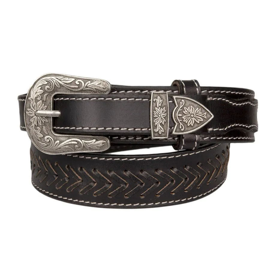 Belt - Leather - Black - Lace Design