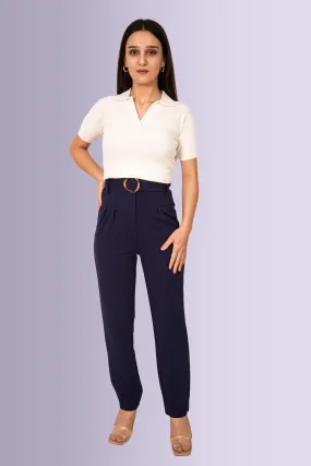 Belted High-Rise Trousers