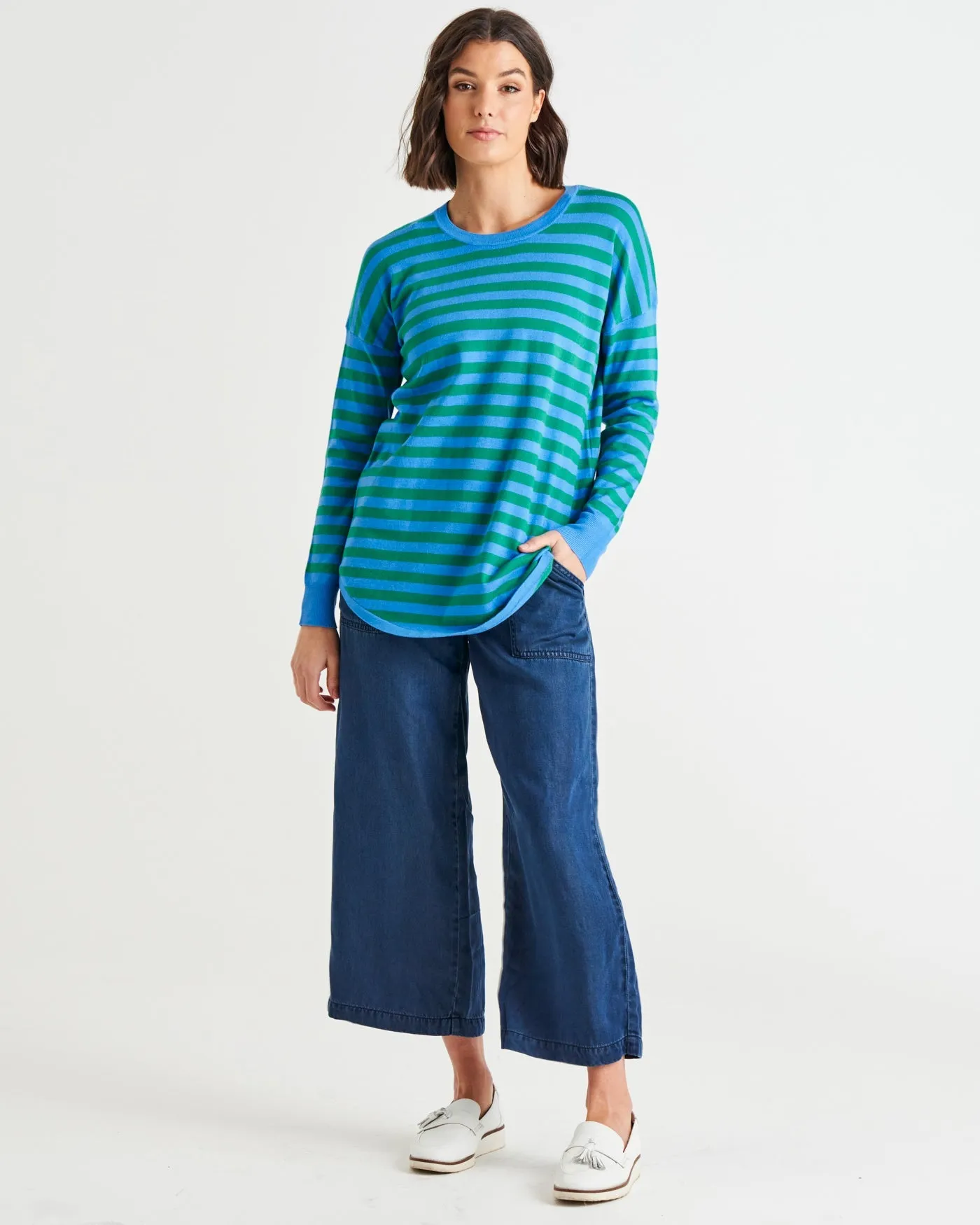 Green and Blue Striped Betty Basics Sophie Knit Jumper