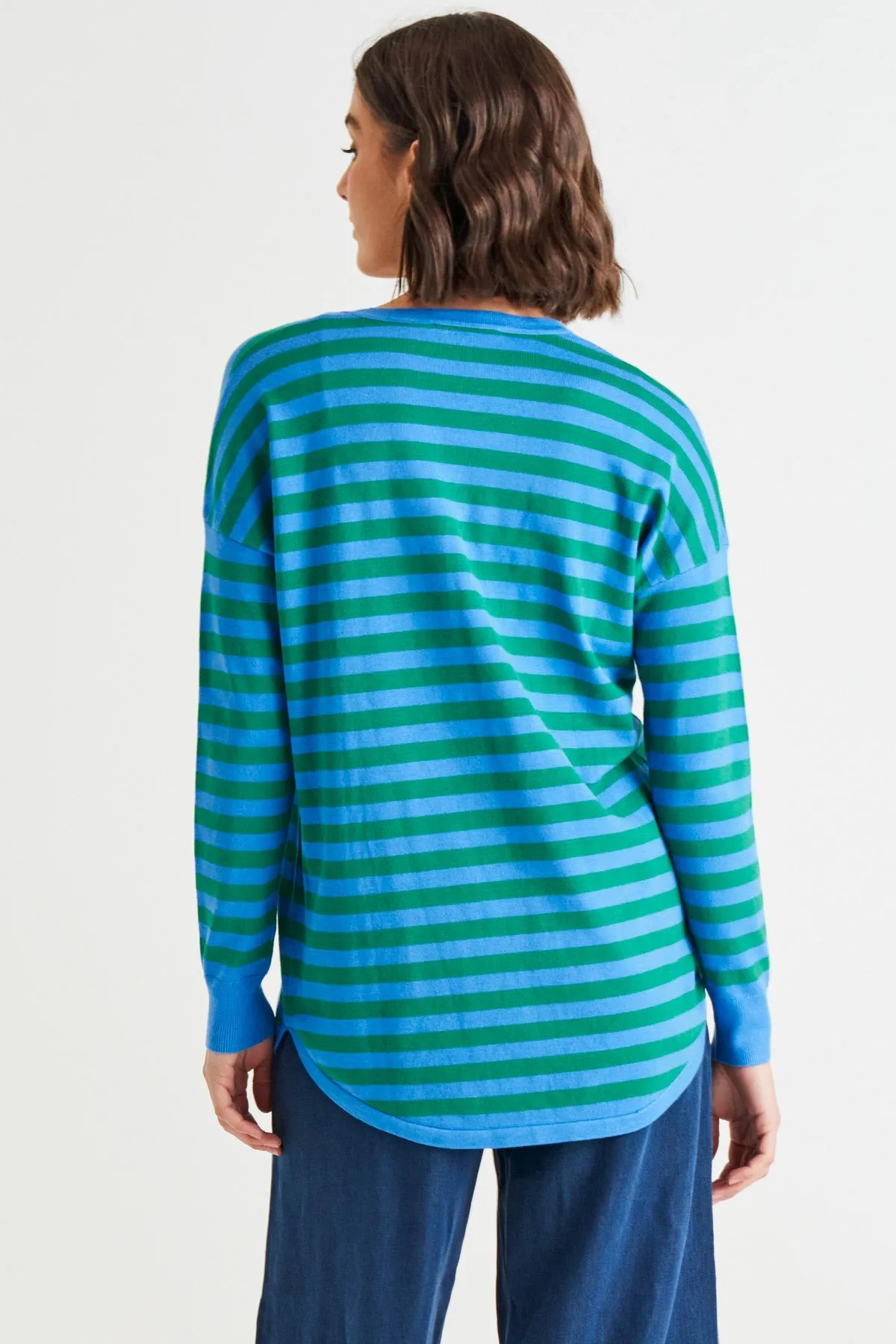 Green and Blue Striped Betty Basics Sophie Knit Jumper