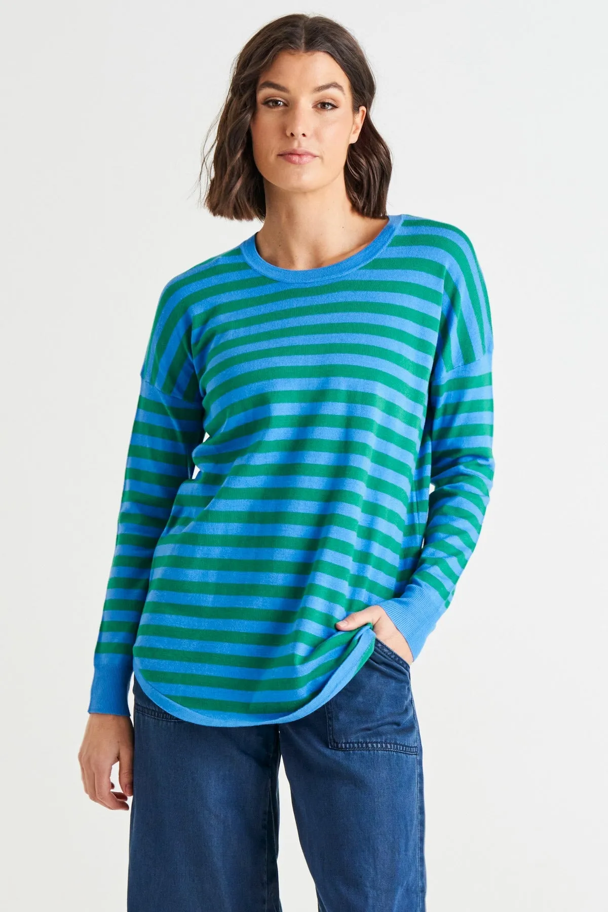 Green and Blue Striped Betty Basics Sophie Knit Jumper