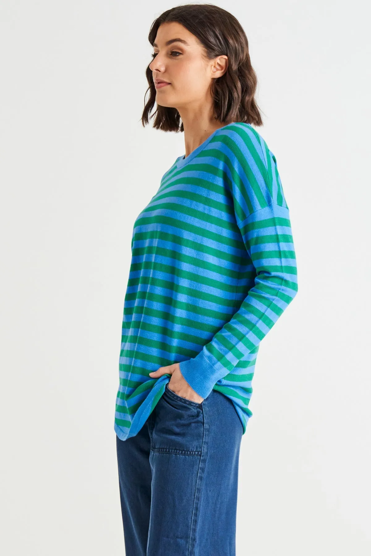 Green and Blue Striped Betty Basics Sophie Knit Jumper