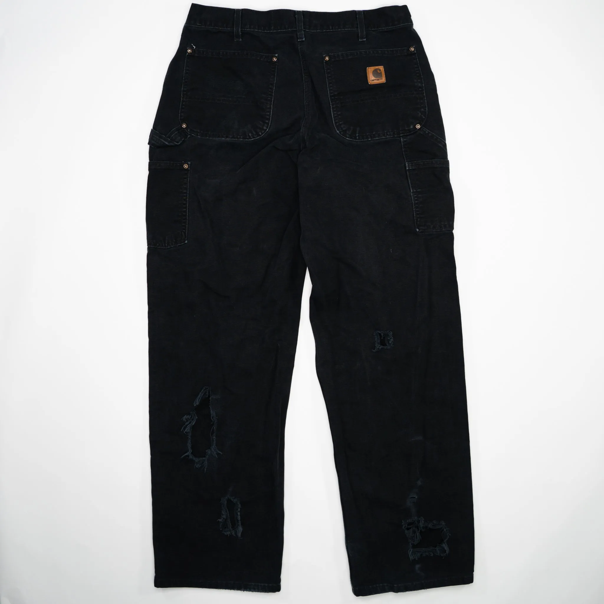 Black Carhartt Double Knee Pants w/ rips (33 x 34)