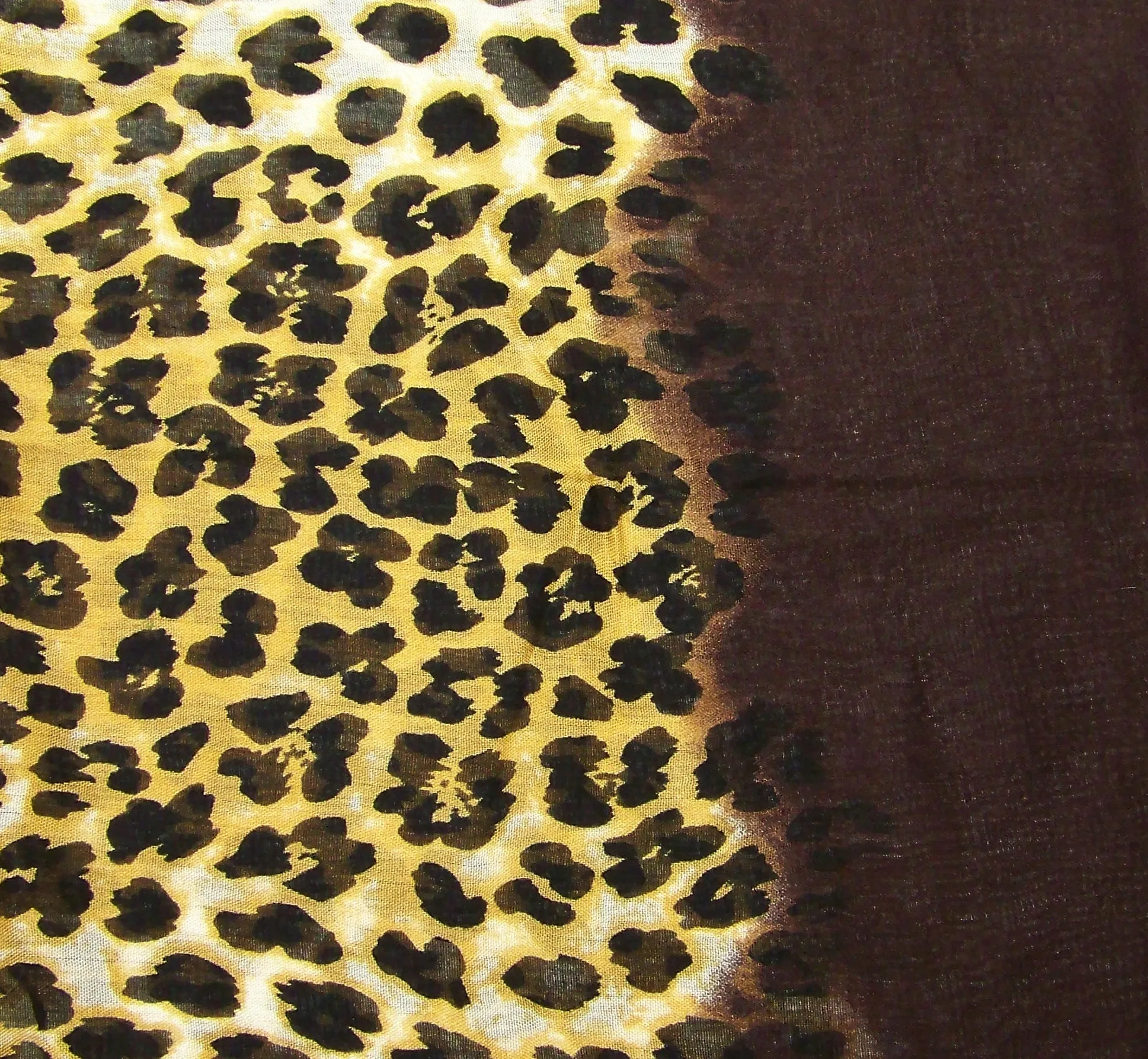 Blue Pacific Animal Print Dip Cashmere and Silk Scarf in Coffee and Tan