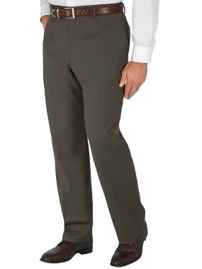 Classic Fit Wool Gabardine Flat Front Pants - Dark Taupe