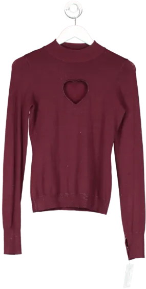 Cloeys Red Cut Out Heart Sweater UK S