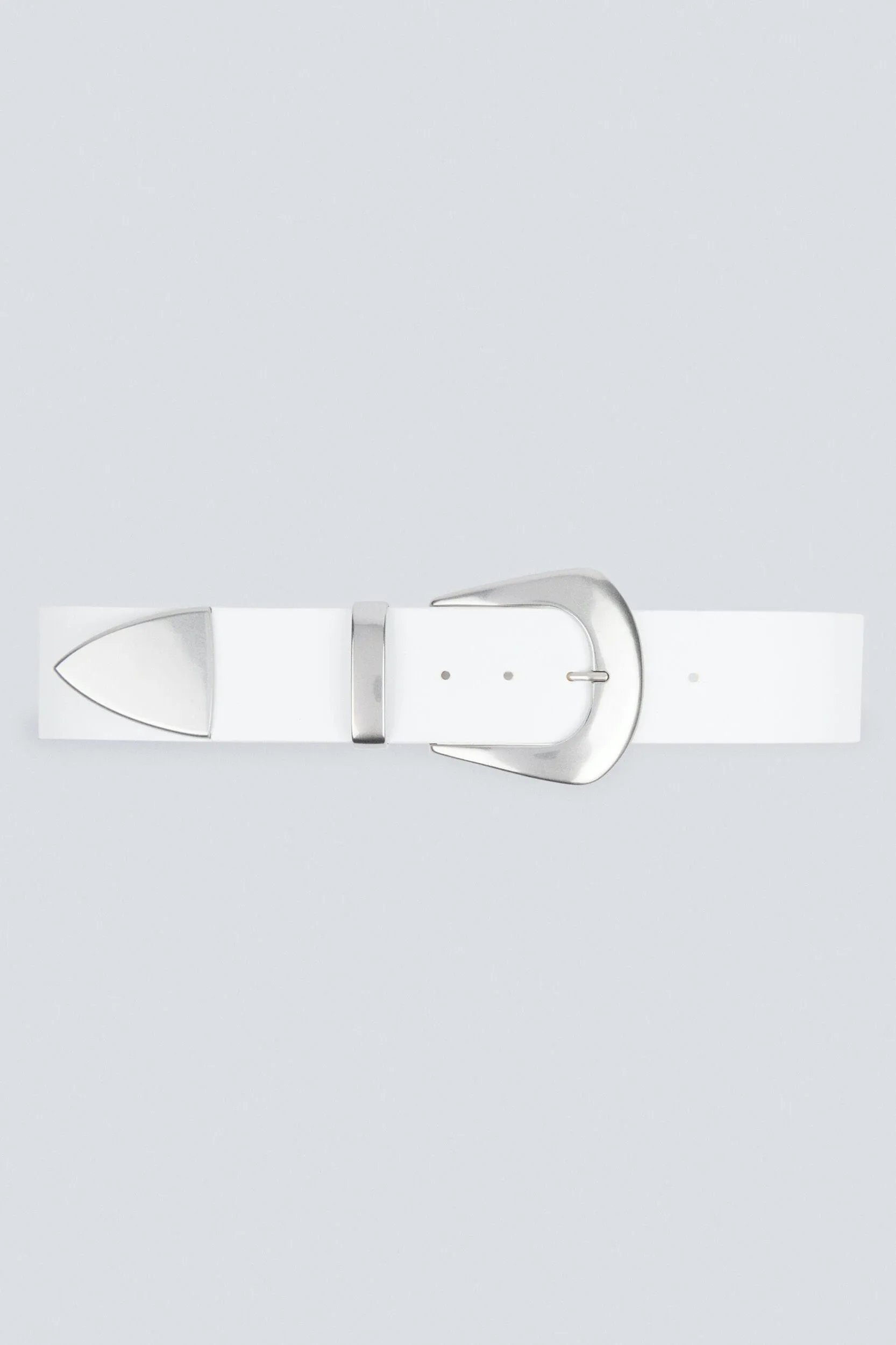 Copp Leather Belt in White and Silver