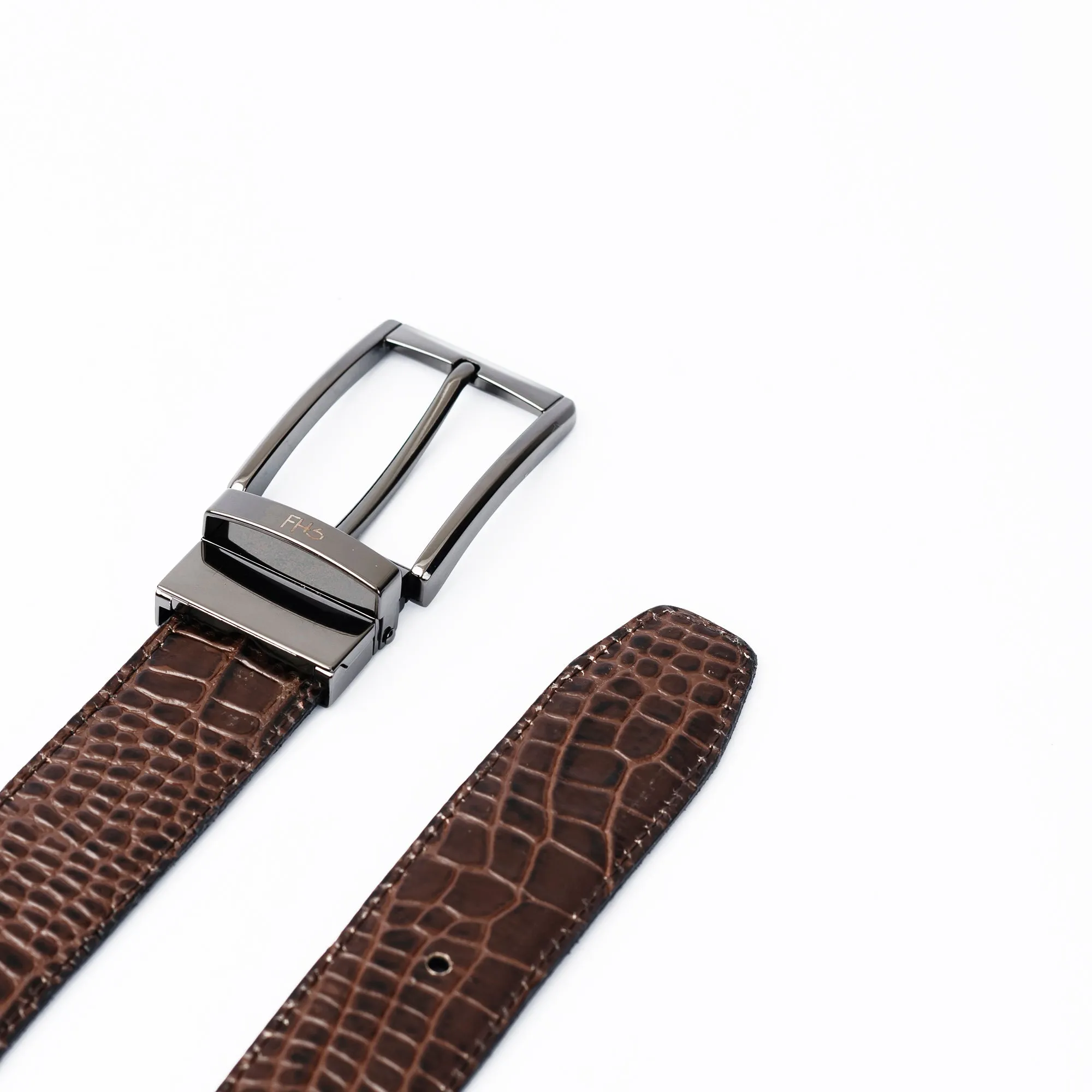 Crocodile Patterned Reversible Belt