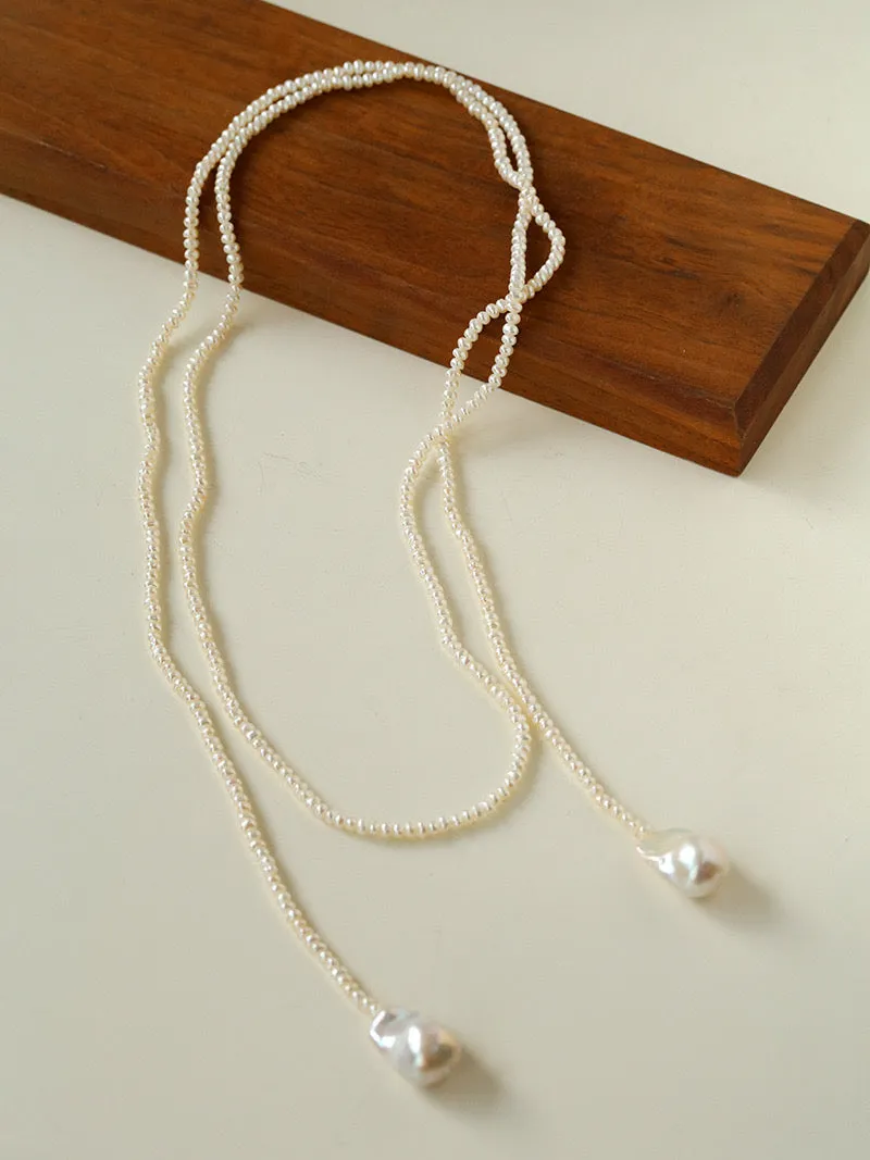 Elegant Baroque Pearl Sweater Necklace