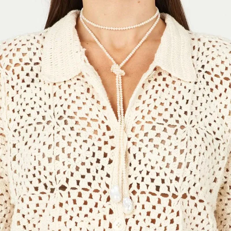 Elegant Baroque Pearl Sweater Necklace