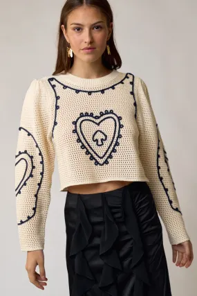 Embroidery Cropped Sweater