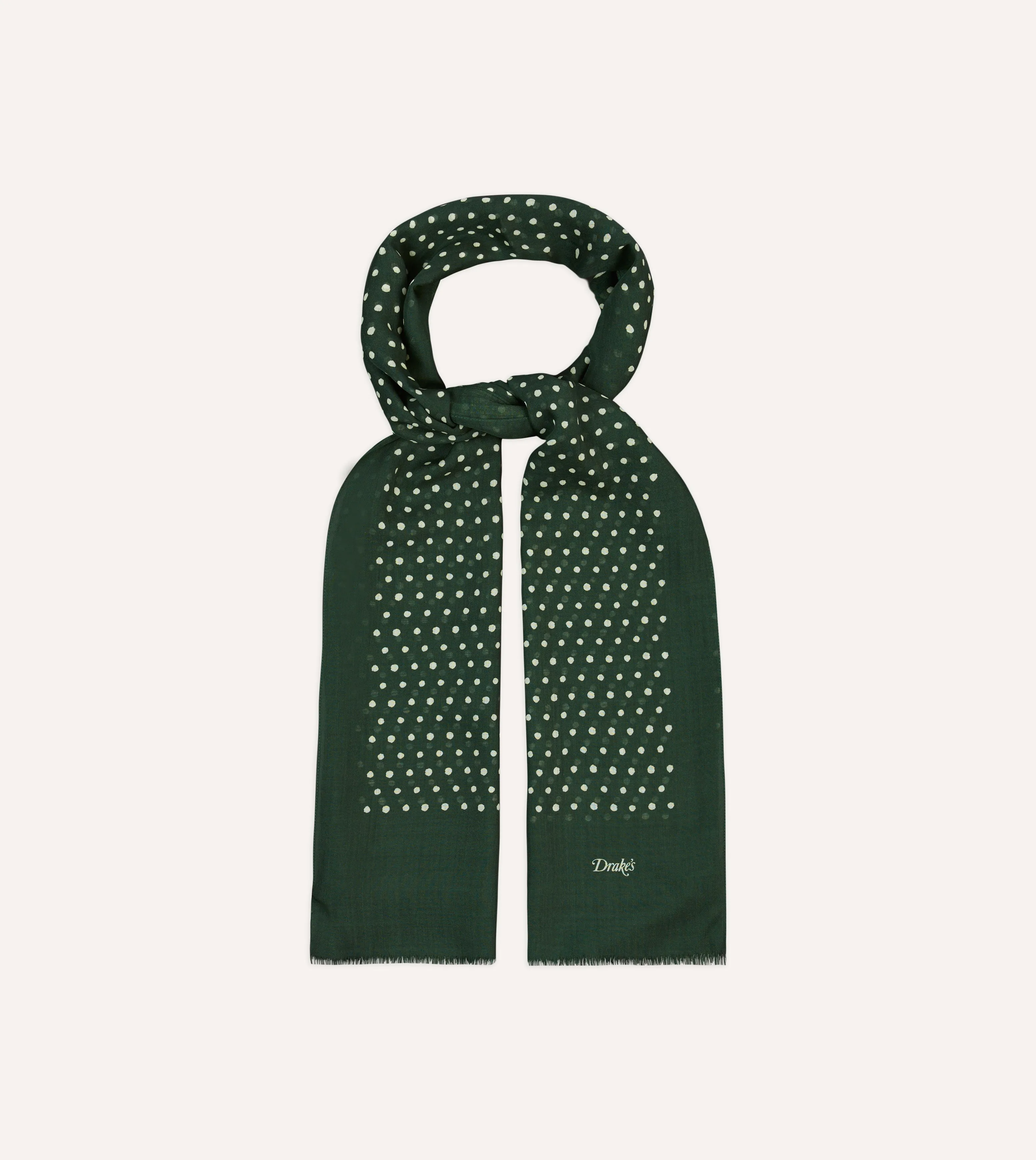 Green Polka Dot Wool Scarf