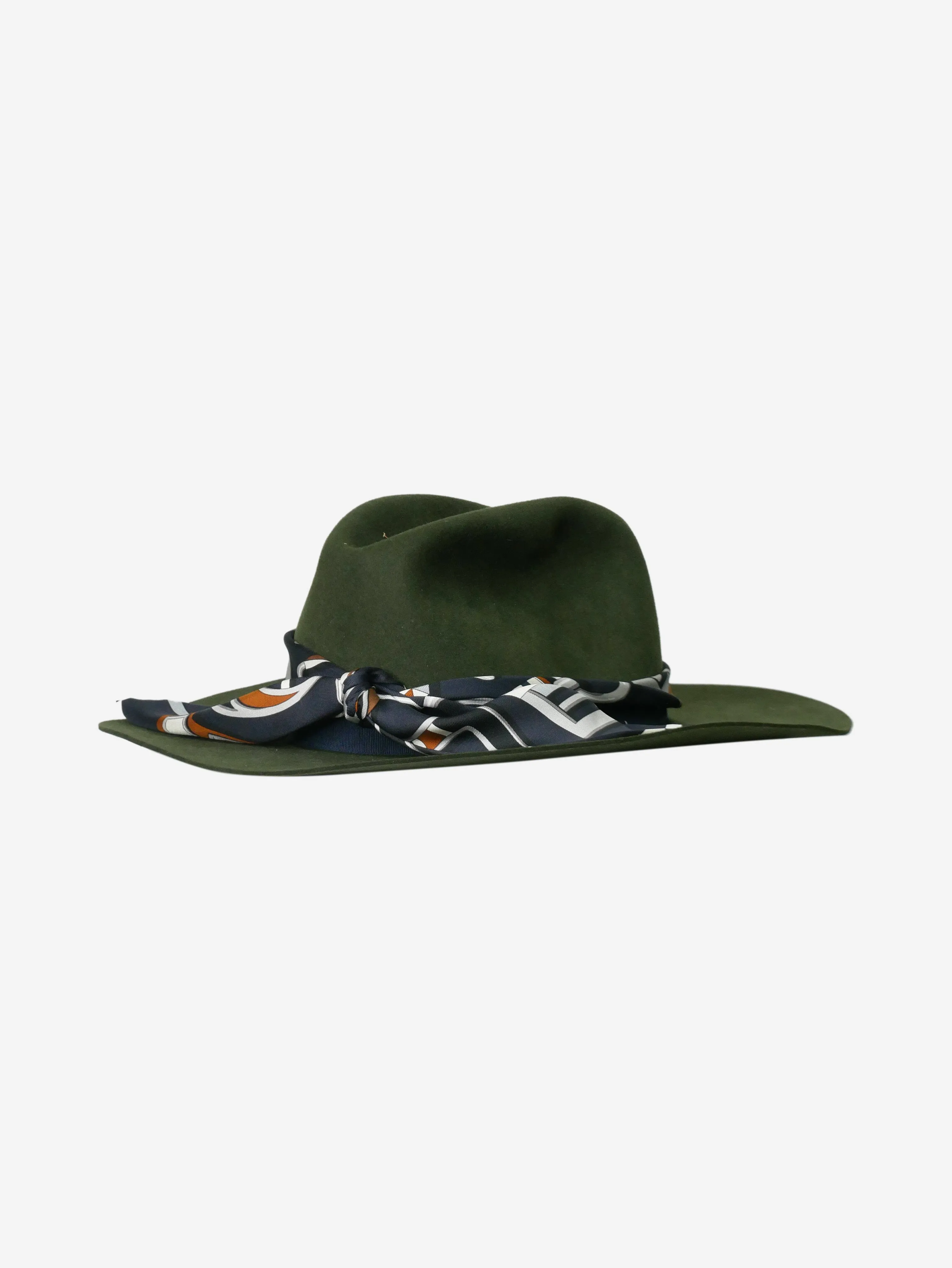 Hermes Green felt hat with scarf - size