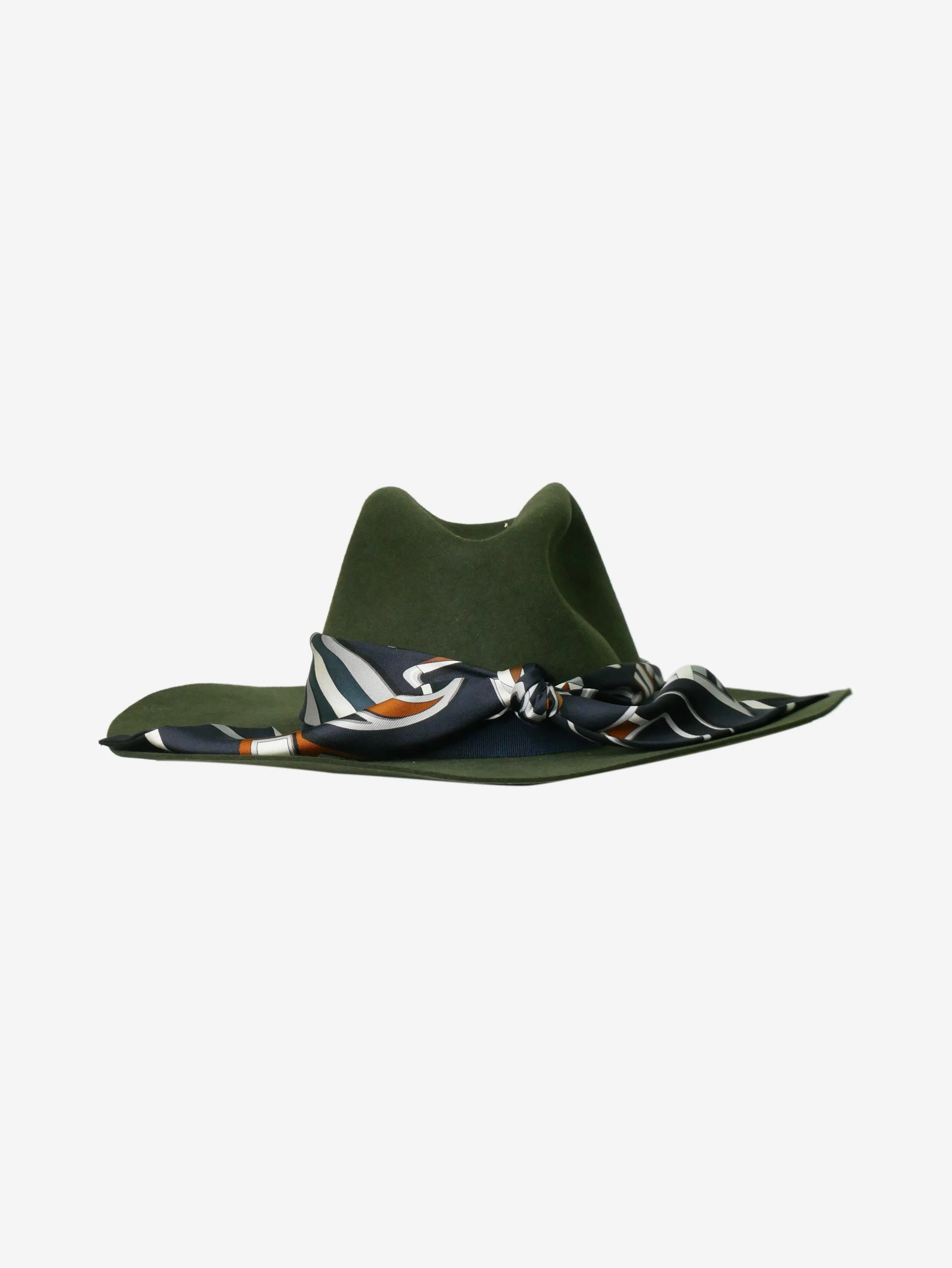 Hermes Green felt hat with scarf - size