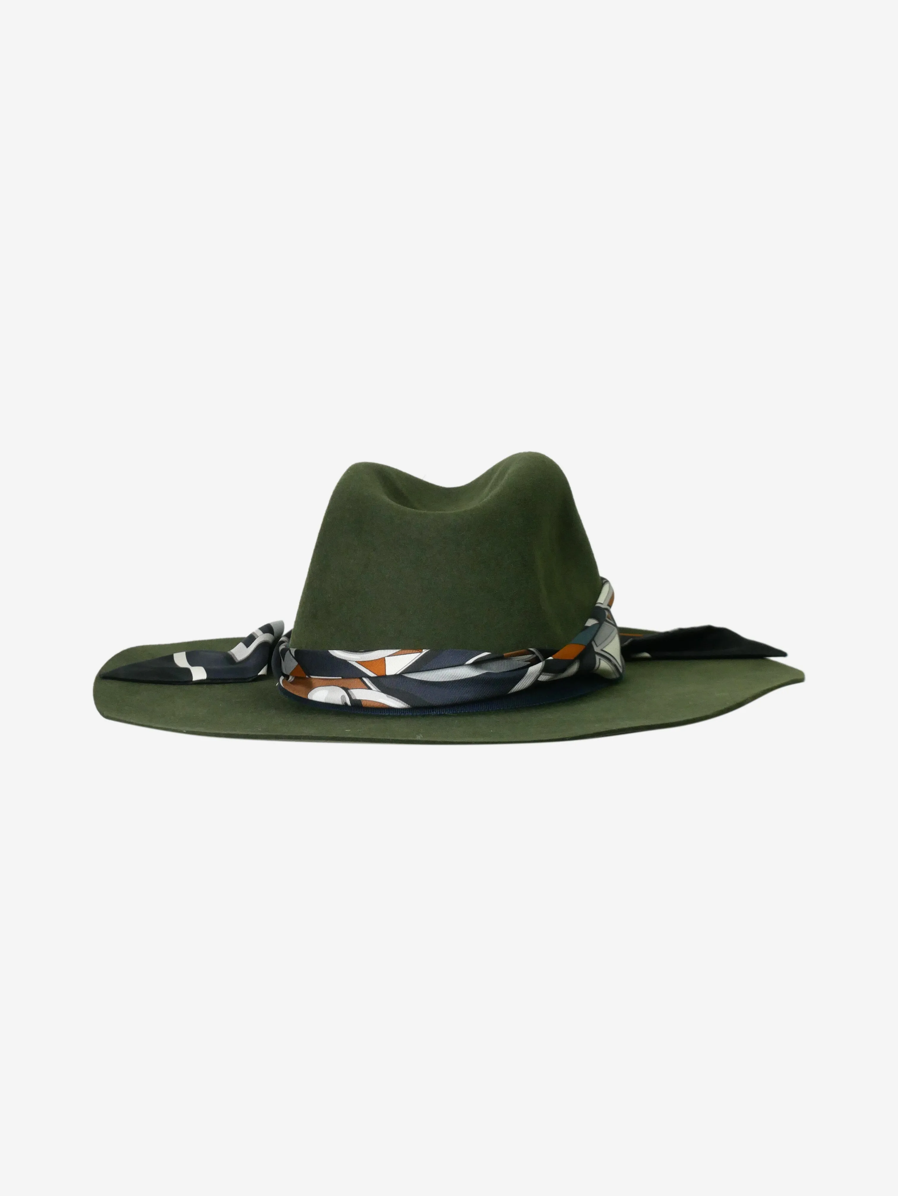 Hermes Green felt hat with scarf - size