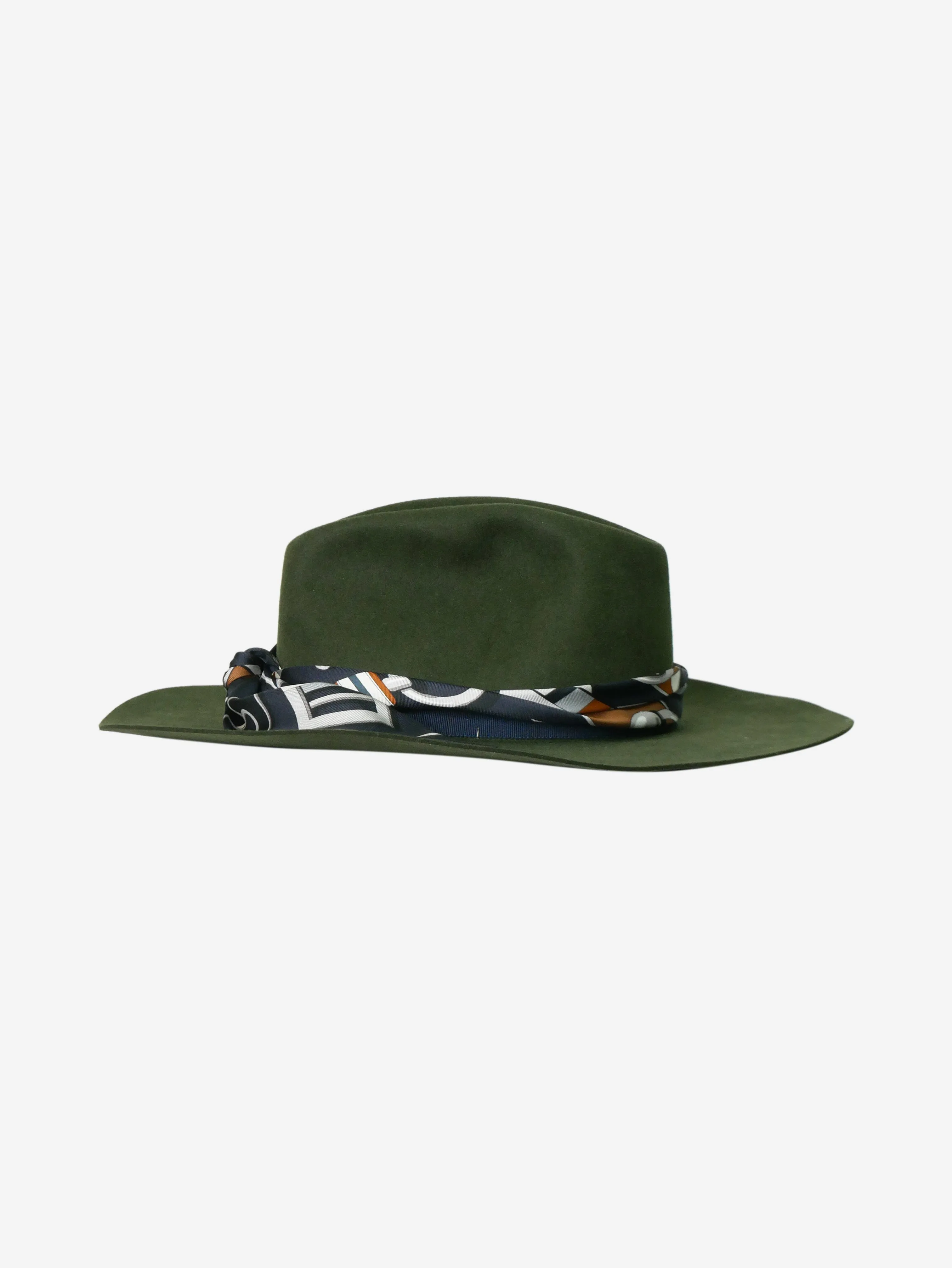 Hermes Green felt hat with scarf - size