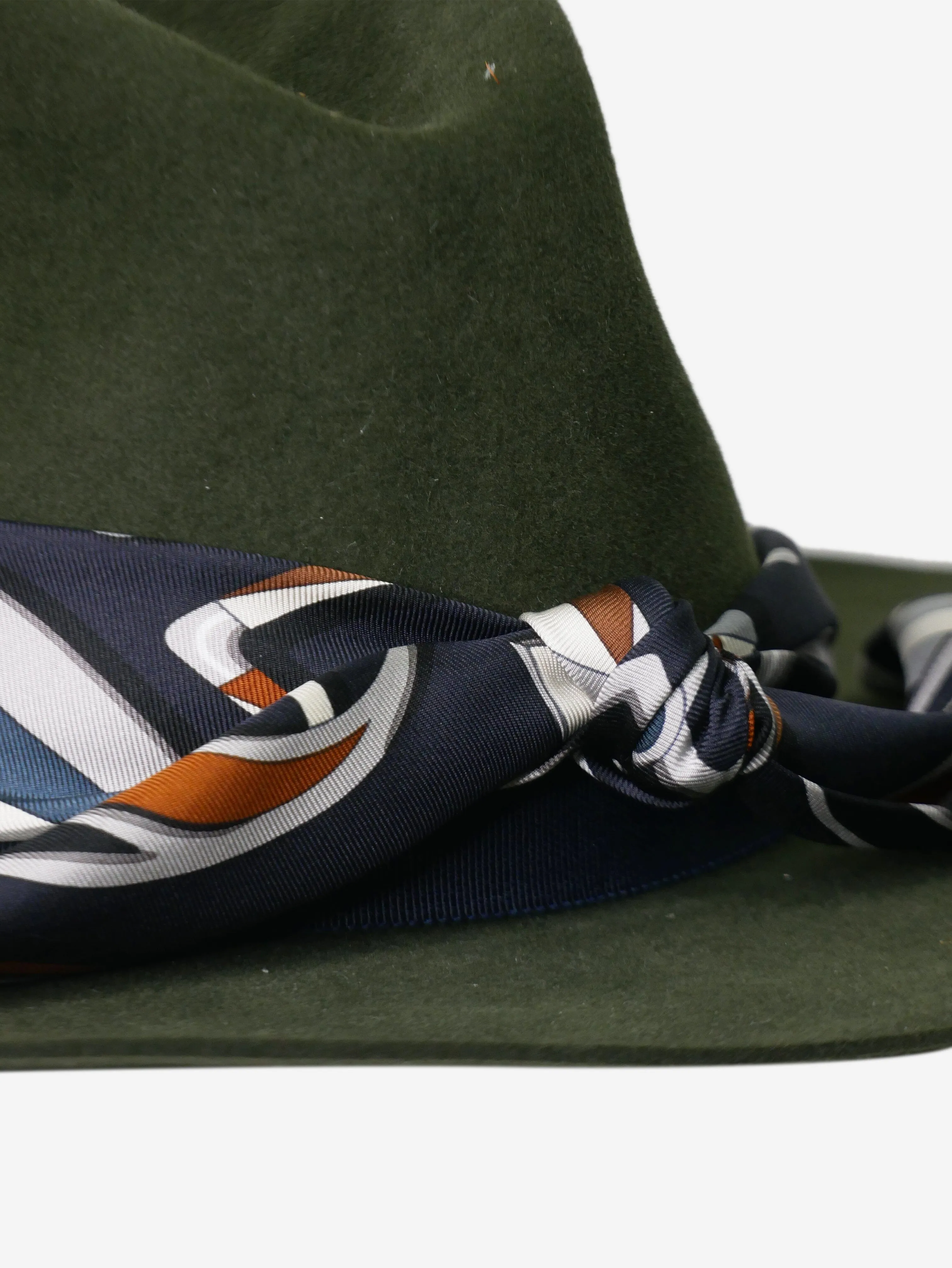 Hermes Green felt hat with scarf - size