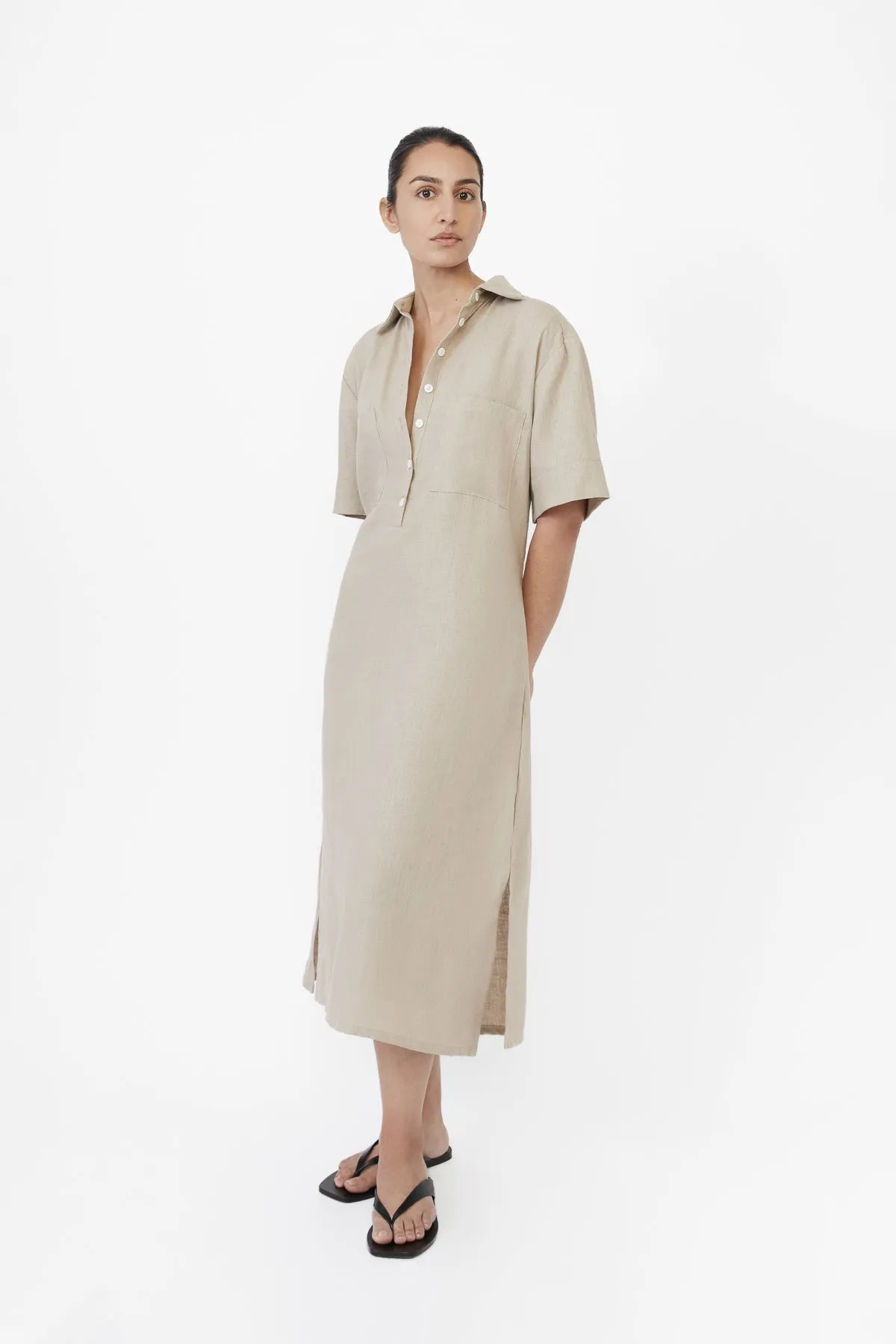 Linen Midi Shirtdress