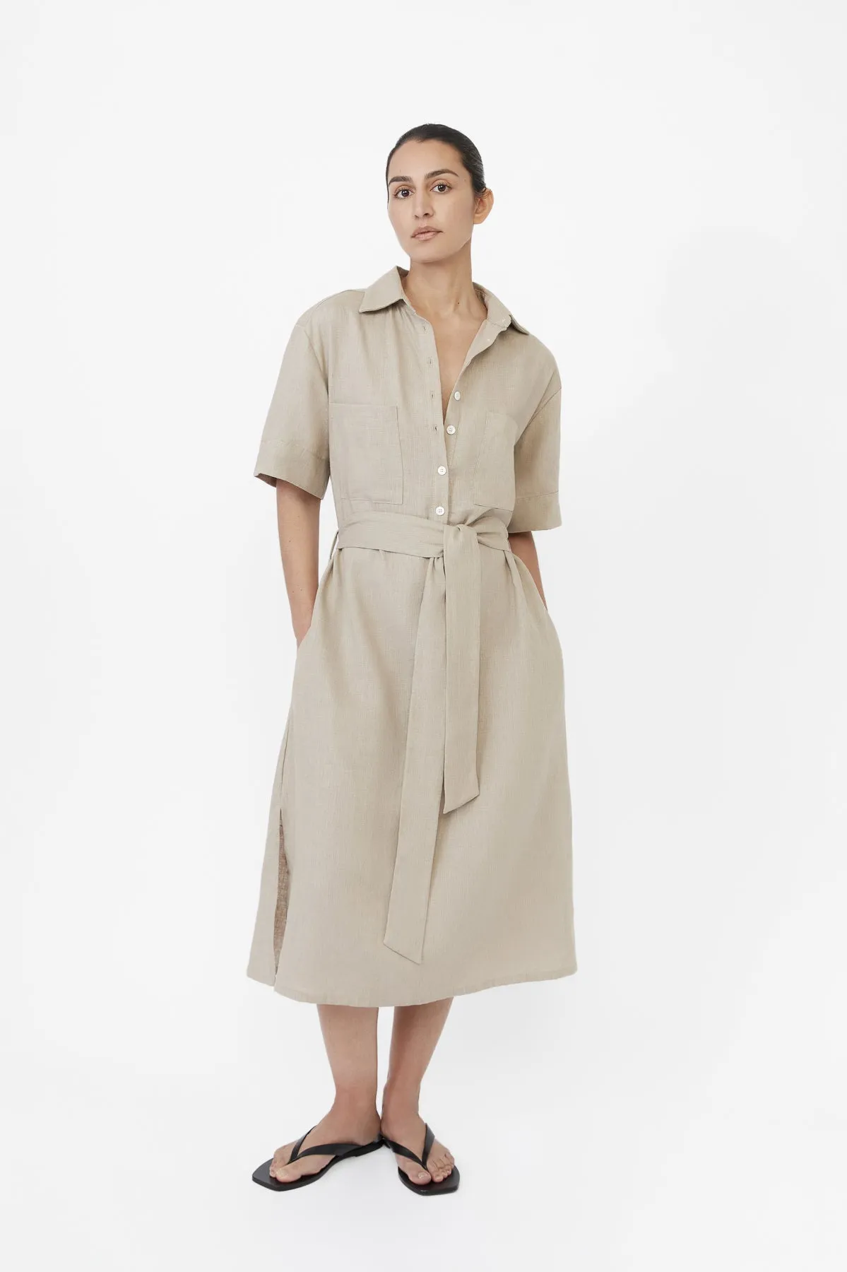 Linen Midi Shirtdress