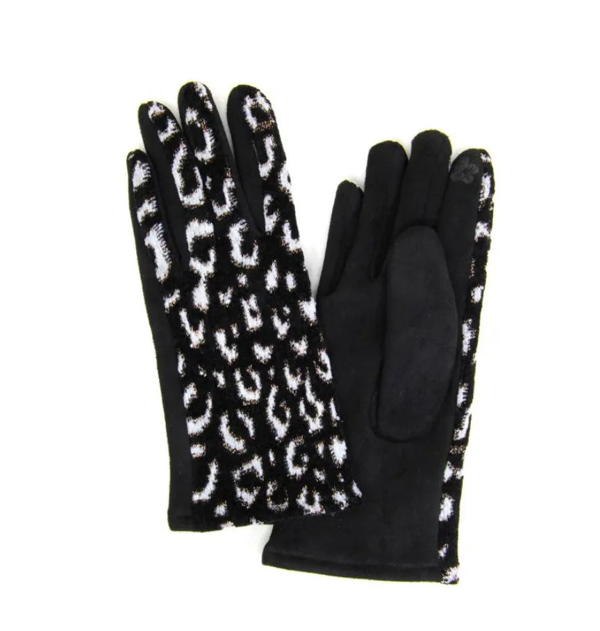 Lurex Leopard Print Smart Touch Glove