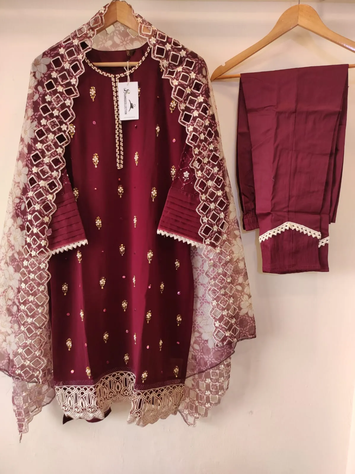 Maroon Georgette Kurta Set