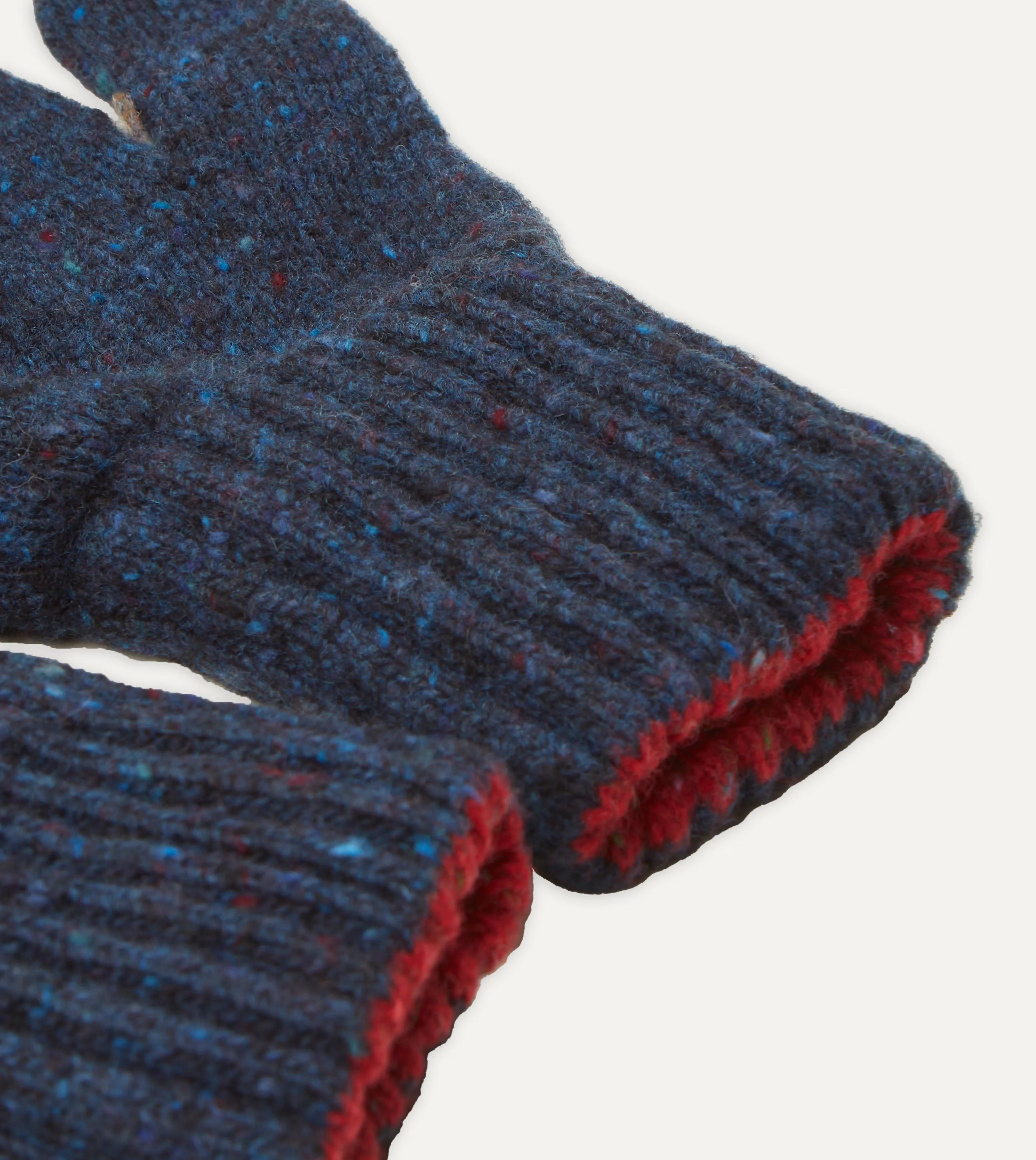 Navy Merino Wool Knitted Gloves