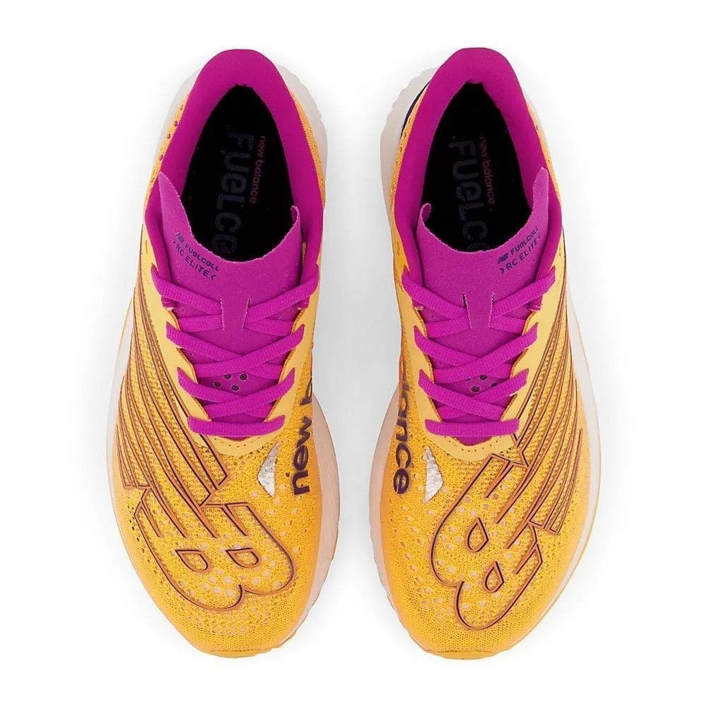 New Balance Fuel Cell RC Elite v2 (Men's) - Vibrant apricot with magenta pop and victory blue