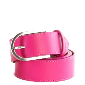 Pink Real Italian Leather Wide Belt