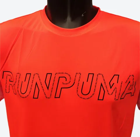 Puma Run Logo men's short sleeve t-shirt 52020384 lava red-black