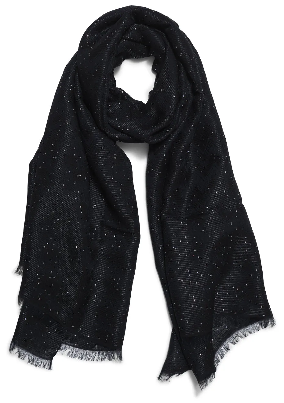 Sequin Chevron Scarf Black