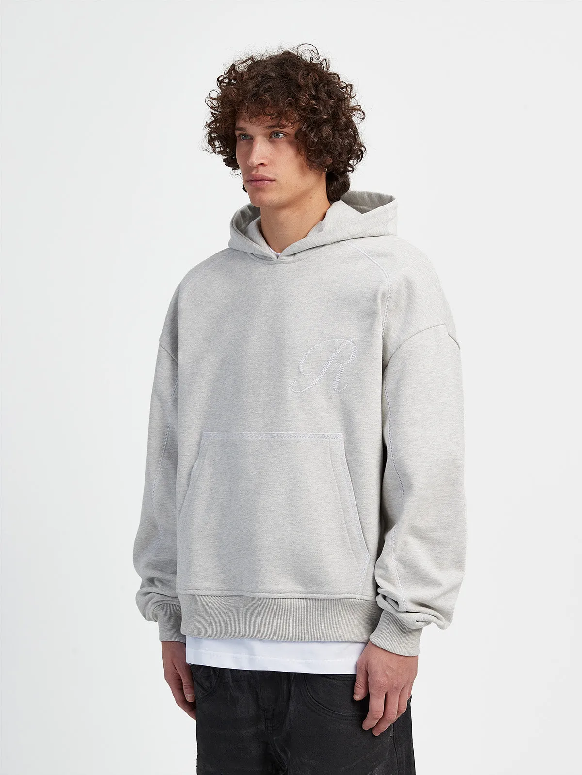 STITCHED ‘R’ HOODIE - MELANGE