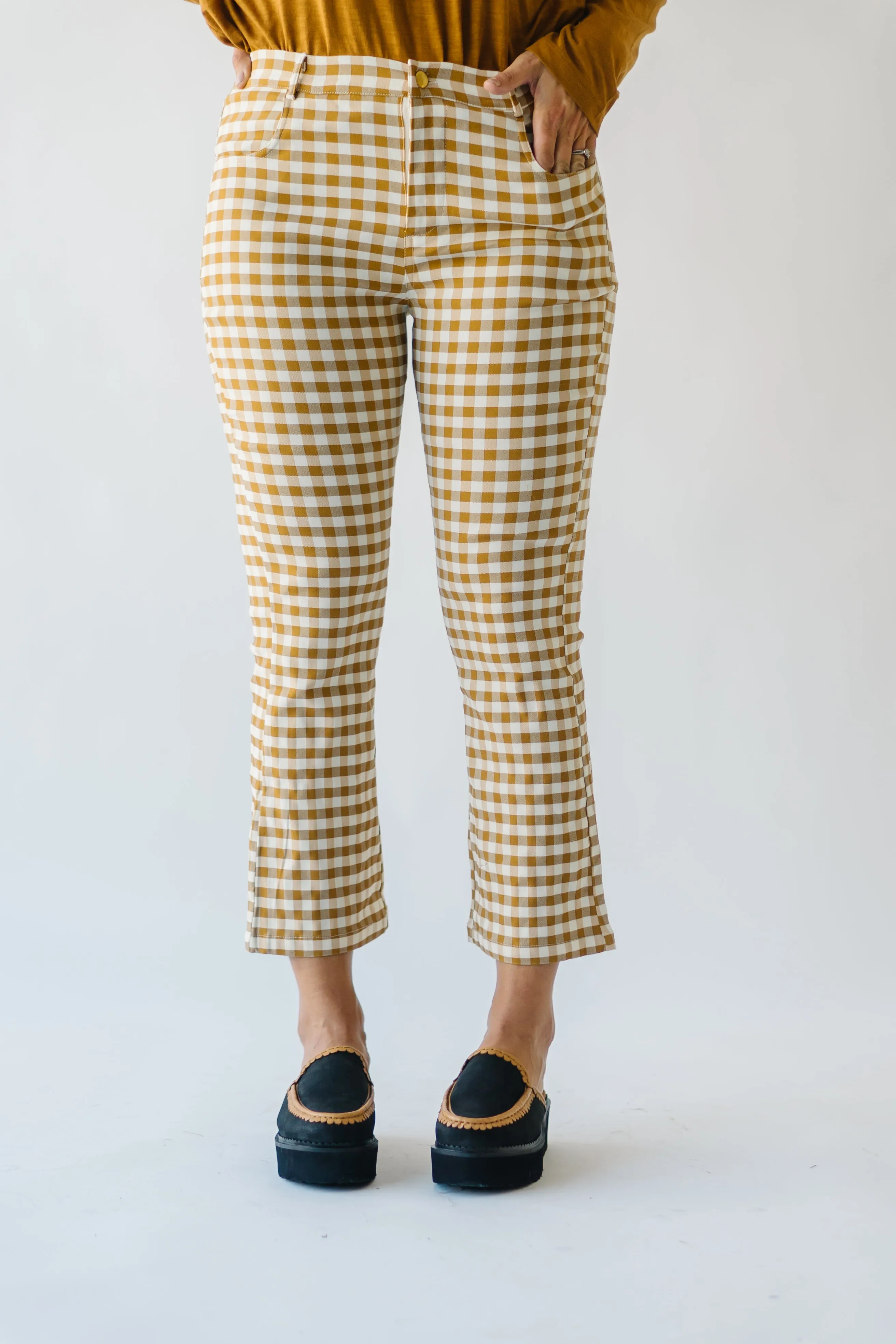 The Begonia Checkered Straight Leg Pant in Mustard