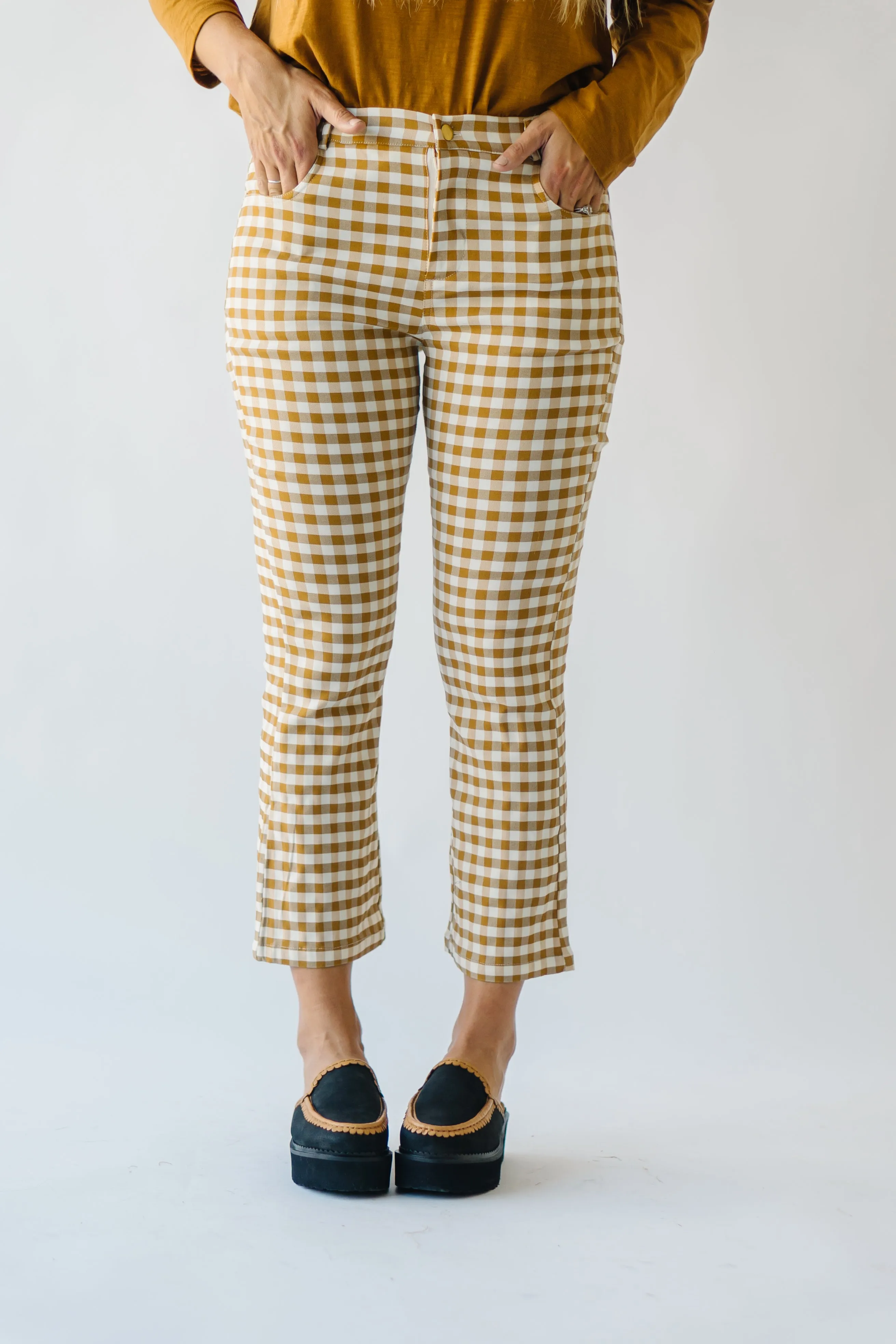 The Begonia Checkered Straight Leg Pant in Mustard