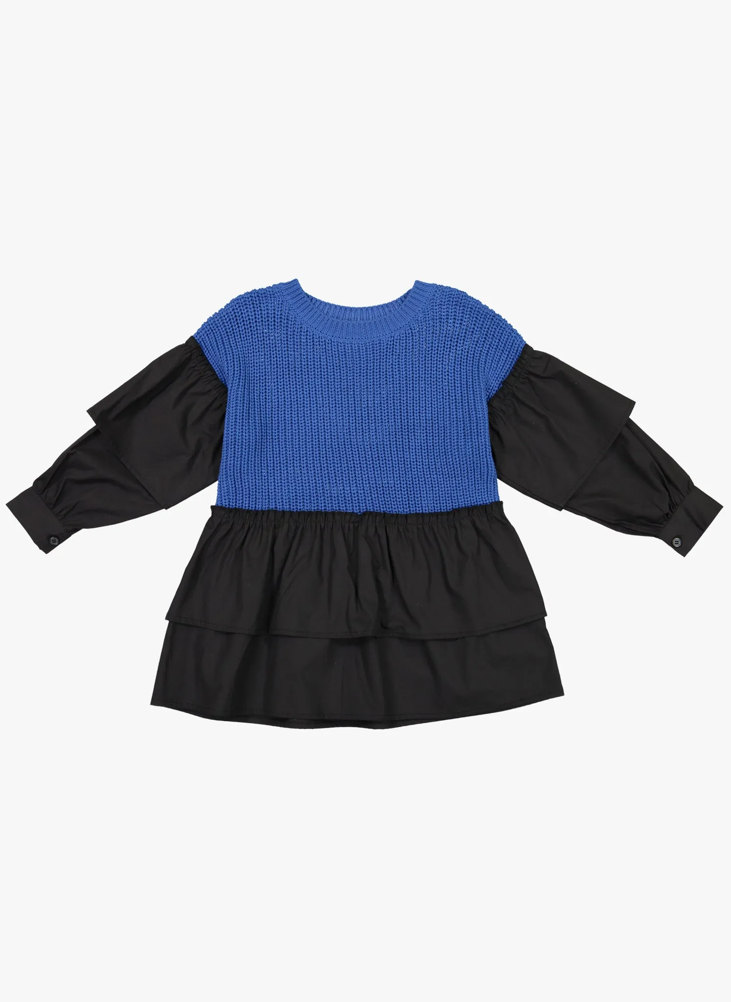 Vierra Rose Liv Two Tone Ruffle Sweater in Blue Combo