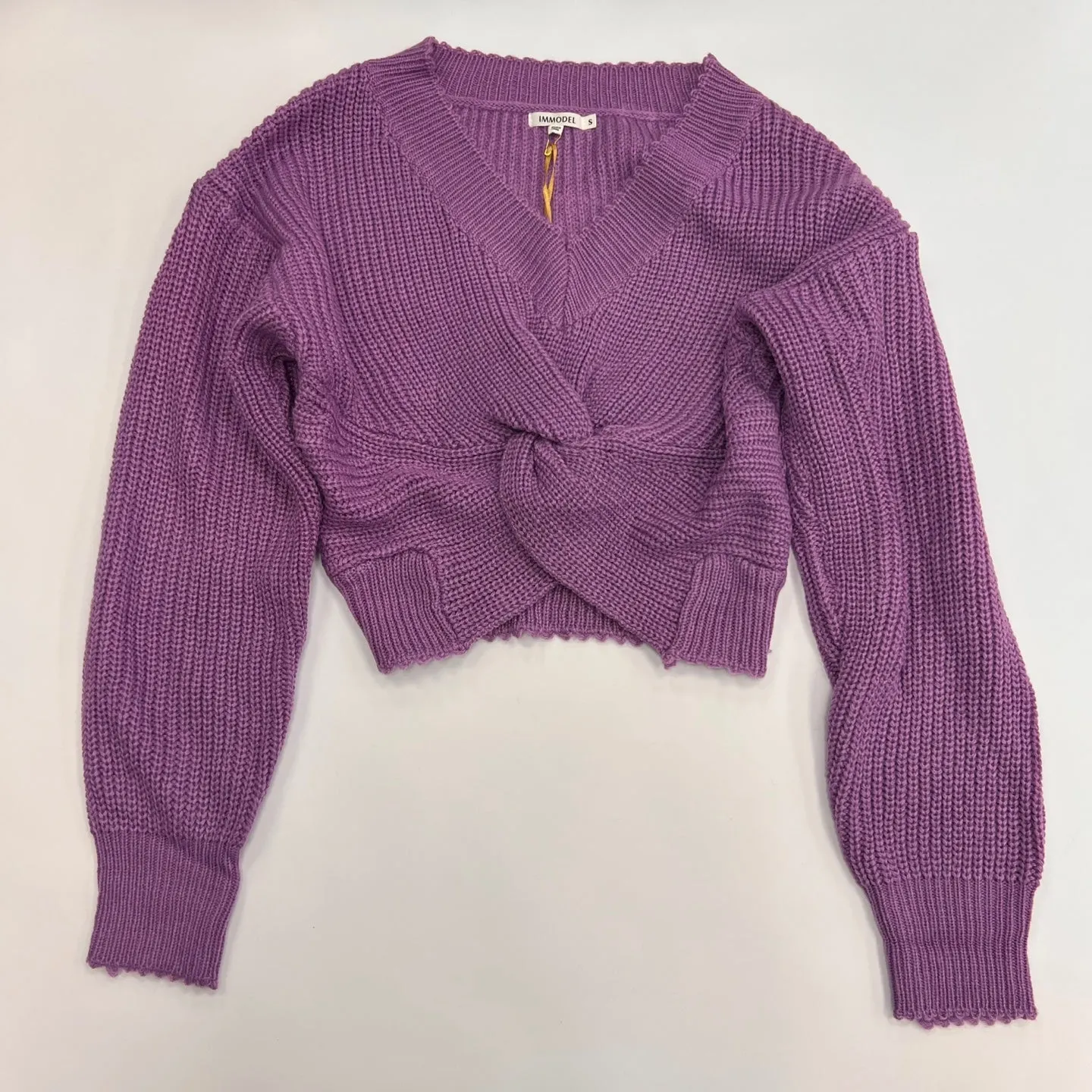 Women's V-neck Knit Sweater Twist Knot